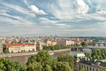 Naklejka na ściany i meble Panoramic view of Prague from the castle zone, Czech republic, Europe