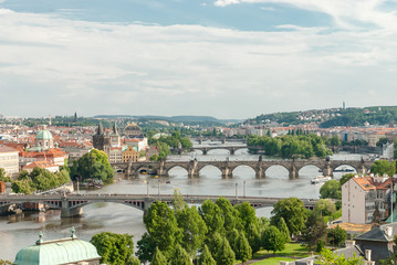 Fototapeta na wymiar Panoramic view of Prague from the castle zone, Czech republic, Europe