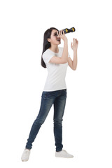 Fototapeta na wymiar woman using binoculars