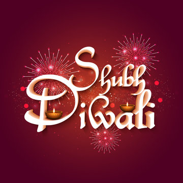 Glossy 3D Text for Happy Diwali celebration.