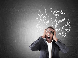 Stressed African employee