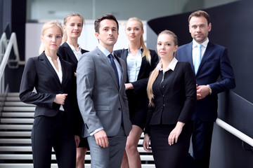Business people on stairs
