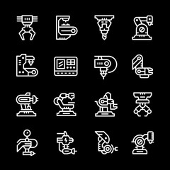 Set line icons of robotic industry