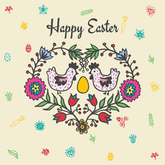 Easter card with chickens and egg