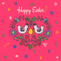 Easter card with chickens and egg