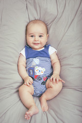 Cute interracial baby, birds eye