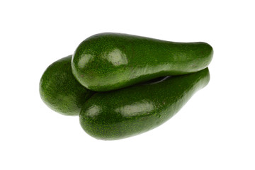 Green avocado on white background