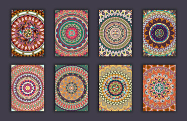 Collection retro cards. Ethnic backgrounds. Card of invitation.