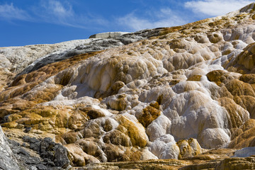 Fototapeta na wymiar Large complex of hot springs on a hill. Mammoth hot springs, Yel