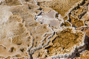 Terrace Mountain, Limestone and Rock Formations at Mammoth Hot S