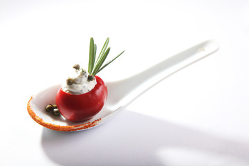 appetizer with cherry tomatoes and cheese buffet