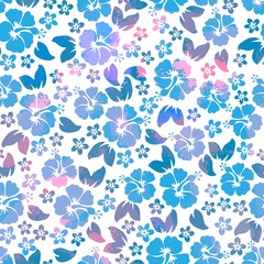 Hibiscus flowers seamless pattern. Hawaiian Aloha Shirt Seamless Background. © olechkaart