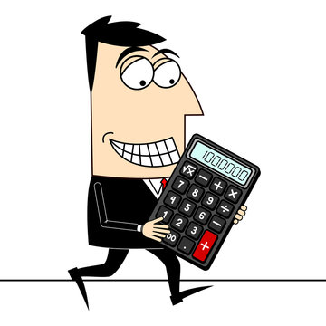 cartoon businessman holding calculator clip art preview