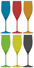 Different colors of wine glasses