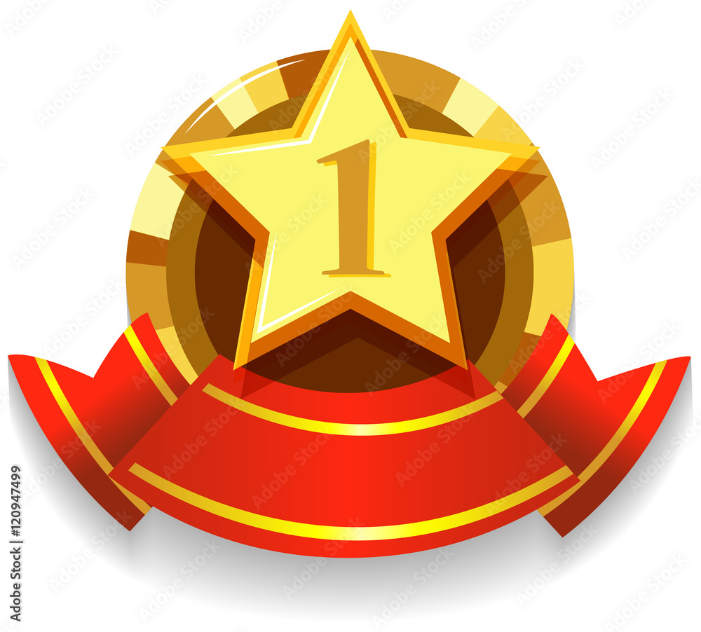 Canvas Prints label design with golden star and red ribbon