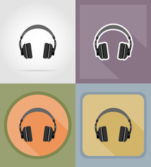 acoustic headphones flat icons vector illustration