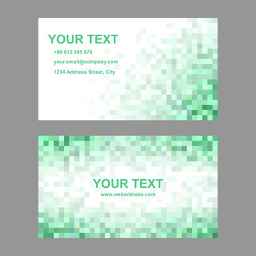 Green mosaic business card template design
