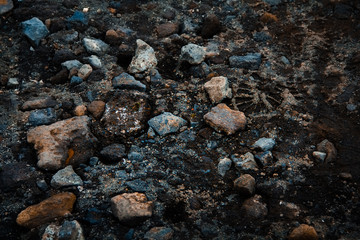 Fototapeta na wymiar Footprint on a rocky road