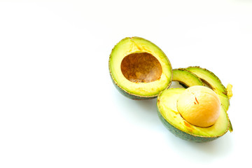Avocado slices isolated on a white background