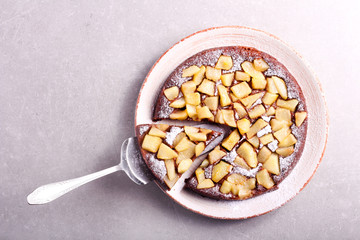 Chocolate cake with fruit topping