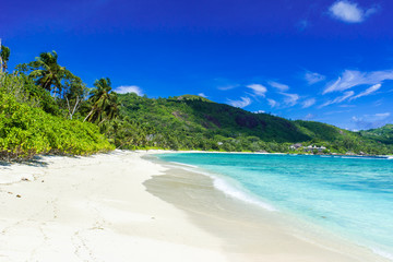 Fototapeta na wymiar Petite Anse - beautiful tropical beach on island Mahe, Seychelles