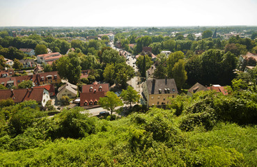 Fototapeta na wymiar Bavarian countryside in summer, panoramic aerial view