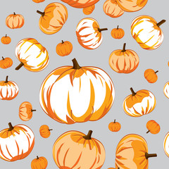 Vector seamless pattern of pumpkins.
