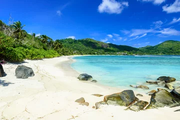 Crédence de cuisine en verre imprimé Anse Source D'Agent, île de La Digue, Seychelles Petite Anse - beautiful tropical beach on island Mahe, Seychelles
