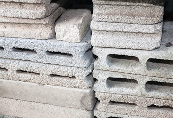 Closeup Stack of cement blocks