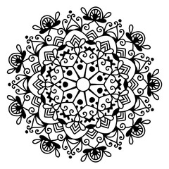 black and white circle lace pattern, christmas design snowflake