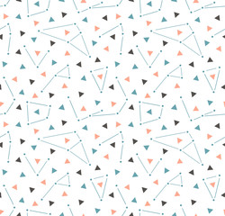 Vector triangular space background with constellations. Hipster seamless pattern with space. Simple geometric design.