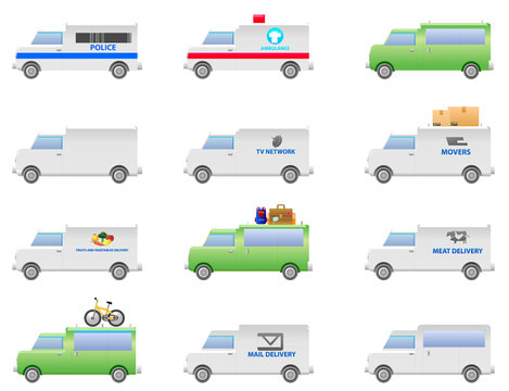 Van vehicles vector icons