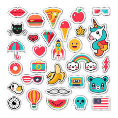 Trendy fashion chic patches, pins, badges and stickers design se