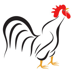 black cock with red comb. vector
