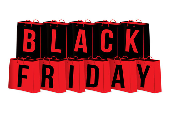 Vector illustration of shopping bags to promote black friday sales.
