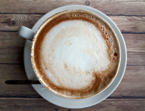 Cup of cappuccino top view