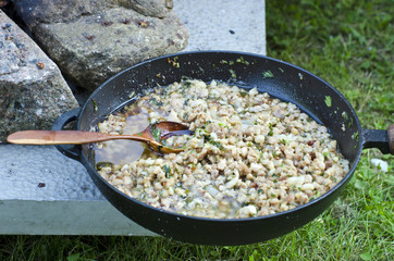 Making food in medieval festival, Lithuania