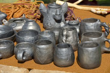 Obraz premium Black clay pottery in fair