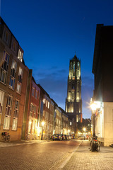 Obraz premium Dom Church at night. Utrecht, Holland