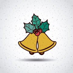 Gold bell icon. Merry Christmas season decoration figure theme. Isolated design. Vector illustration