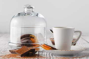 Cup of coffee and chocolate