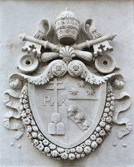 Pius VII coat of arms on Pincio Hill public park in Rome