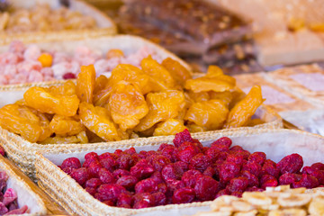 Mix of different dried fruits