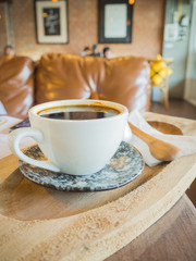 Cappuccino coffee on the table, vintage warm tone
