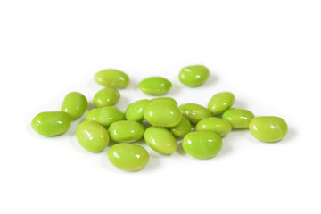 Edamame or soybeans on white background - isolated
