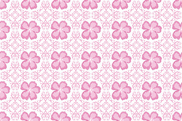 Cherry blossoms pink pattern. Print colors used. 