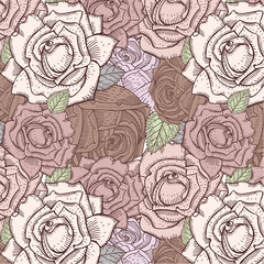 Seamless pattern vintage roses