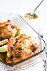 Roast chicken with herbs and spices
