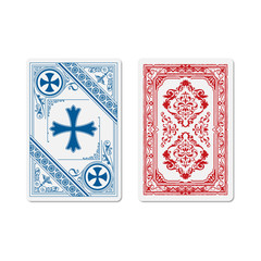 Playing cards for poker and casino. Drawing on a deck of cards. Vintage background on the cover of the card.