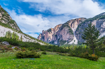 Beautiful mountain landscape in the dolomites, Fanes-Sennes-Prags, Italy